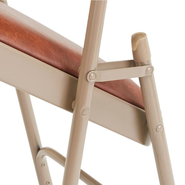 National Public Seating 1203 Brown Vinyl Seat Stackable Folding Chair (Set of 4) - 3
