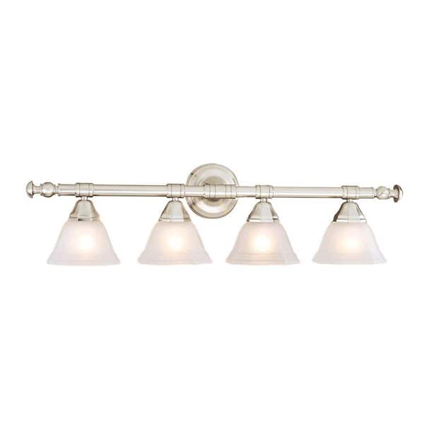 Hampton Bay Rochester 4-Light Pewter Vanity Light with Frosted Glass