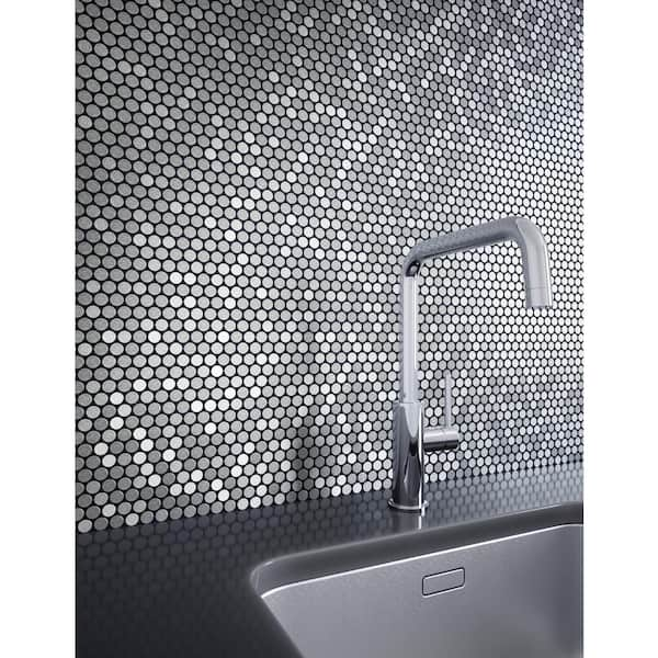 SpeedTiles Murano S2 Silver Stainless Steel 10-in x 12-in Brushed Metal Linear Peel and Stick and Wall Tile (4.92-sq. ft/ Carton) | ID110-5/BX6