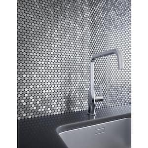 Take Home Sample Penny S2 Stainless Steel 4 in x 4 in x 0.2 in Metal Peel and Stick Wall Mosaic Tile (0.11 sq.ft/Each)