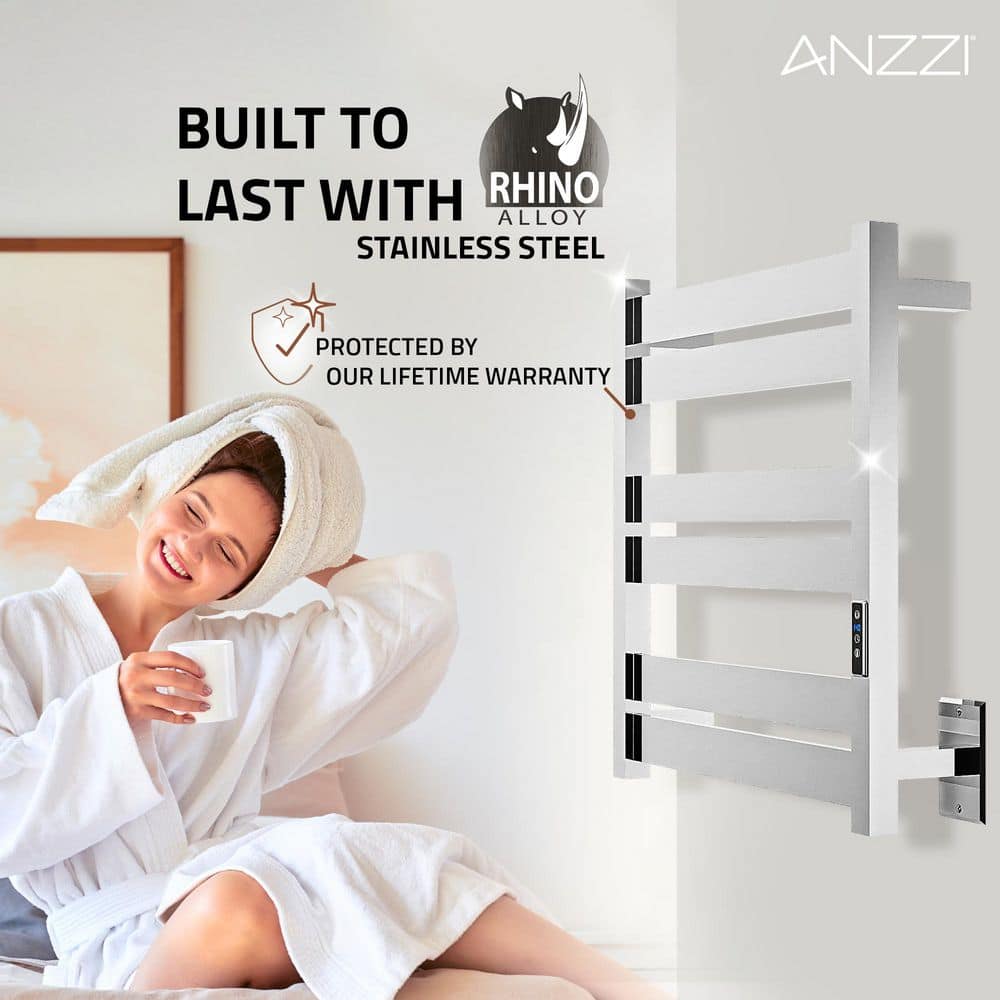 Polished Chrome 6-Bar Stainless Steel Wall Mounted Towel Warmer