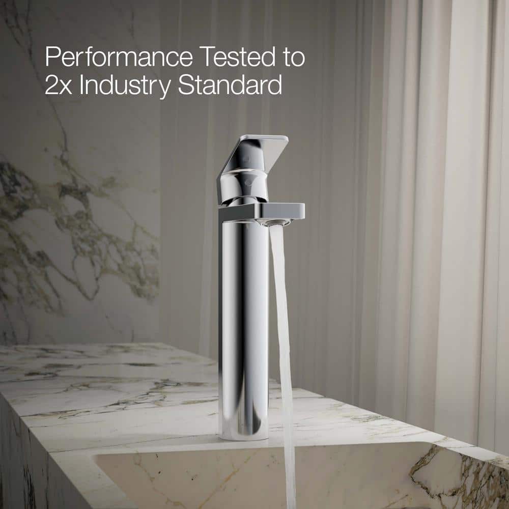 Parallel™ Polished Chrome Tall Single-Handle Bathroom Faucet with Drain