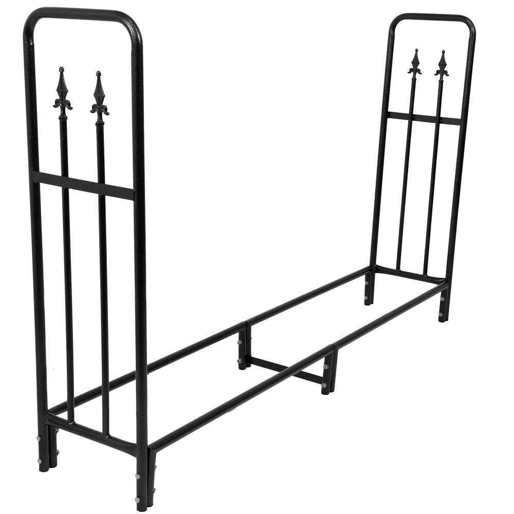 Black Powder-Coated Steel 6-Foot Decorative Firewood Log Rack
