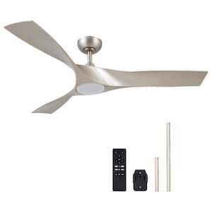 52 in. Smart Indoor Nickel Standard Ceiling Fan with 3000-6500K LED Light with Remote Control