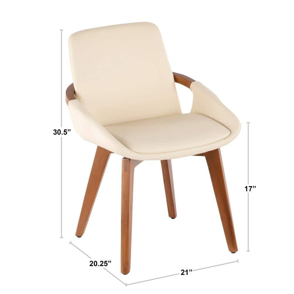Walnut and Cream Faux Leather High Back Side Chair