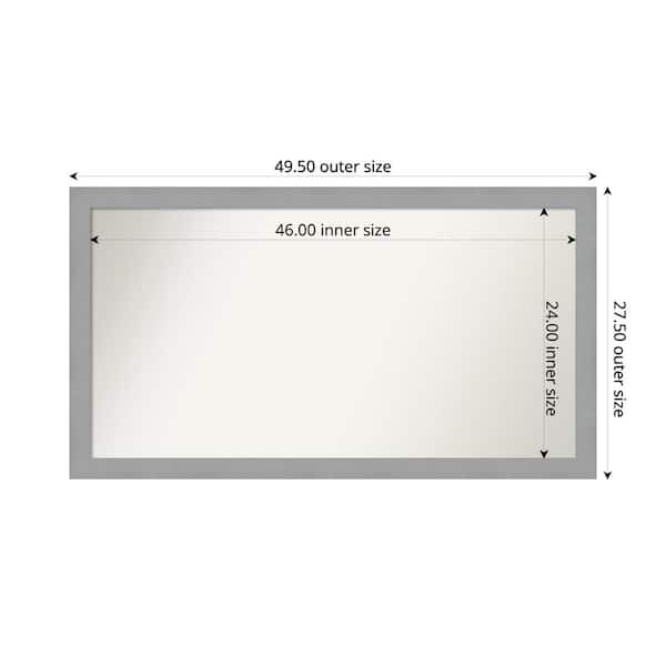 Amanti Art Brushed Nickel 49.5 in. x 27.5 in. Custom Non-Beveled Recycled Polystyrene Framed Bathroom Vanity Wall Mirror