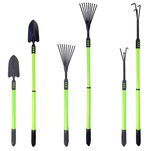 3-Extendable Shovel, Rake and Cultivator 3-Piece Garden Tool Set