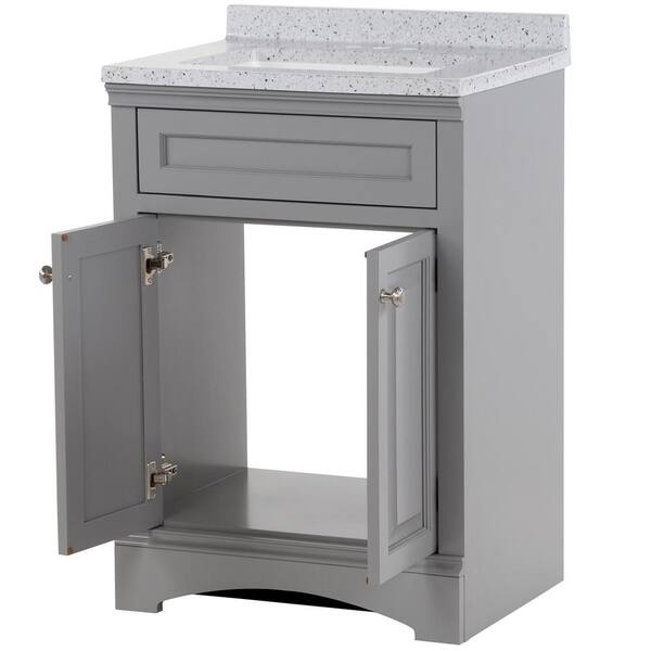 Domani Clarington 25 in. W x 19 in. D x 38 in. H Single Sink Bath Vanity in  Sterling Gray with Silver Ash Solid Surface Top B24X20198 - The Home Depot