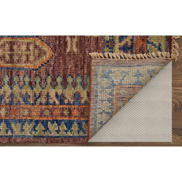 2 ft. x 14 ft. Blue, Red, Tan Geometric Runner Rug