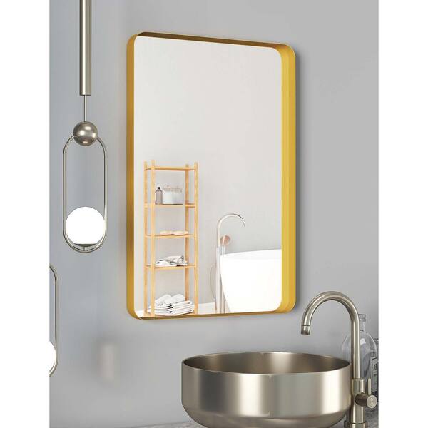 Rectangle Bathroom Mirror with Wood Shelf,Industrial Pipe Frame Vanity  Mirror,Wall Mirrors for Living Room Bathroom Bedroom(34.6 x 23.6 in)