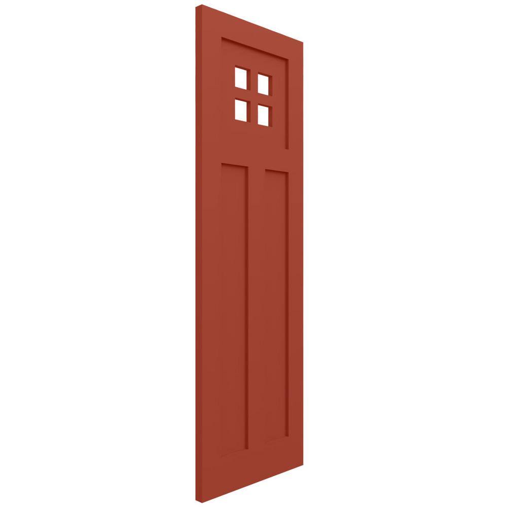 Colorful Red PVC Raised Panel Decorative Shutters, 12" x 26"
