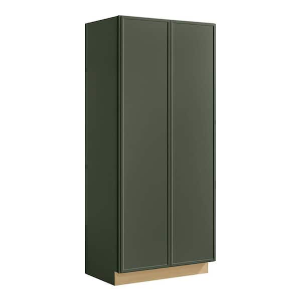 Leyton 36 in. W x 24 in. D x 84 in. H Ready to Assemble Plywood Slim Shaker Wide Pantry Kitchen Cabinet in Fern Green