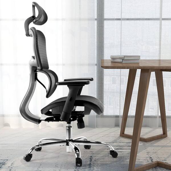 FENBAO Ergonomic Black Chair Modern Office Chair with Lumbar Support  Breathable Mesh Covering Fully Adjustable Armrests C-1388-BK - The Home  Depot