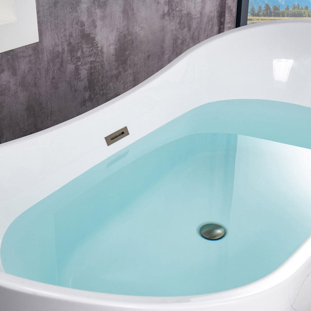 67'' White Acrylic Freestanding Double Slipper Bathtub