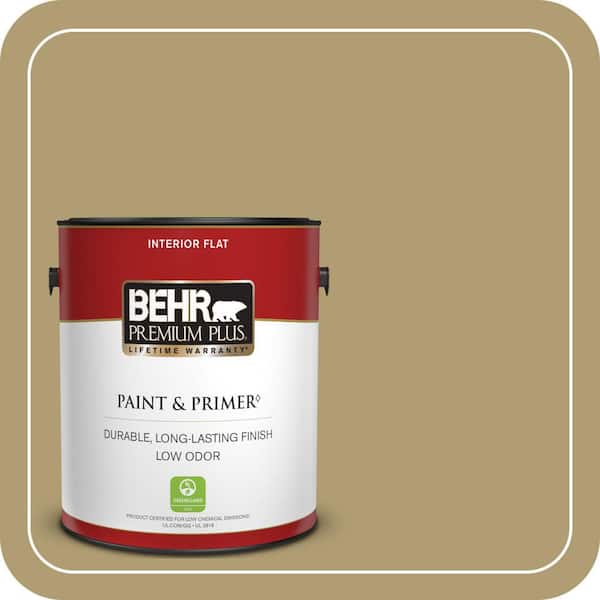 BEHR PREMIUM PLUS 1 gal. #QE-36 Golden Sage Flat Low Odor Interior Paint & Primer