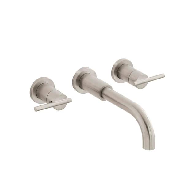 Glacier Bay Modern Double-Handle Wall Mount Bathroom Faucet in Brushed Nickel