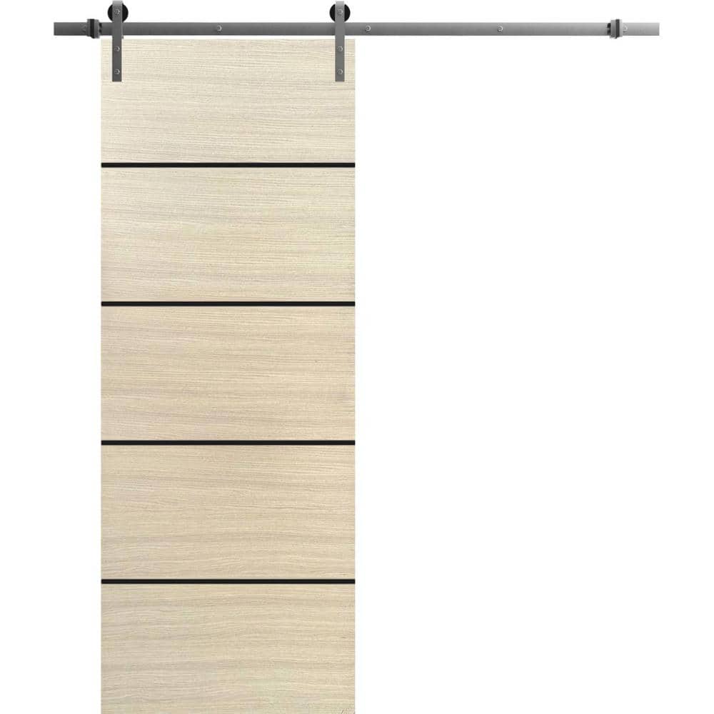 Assembly Required 36 in. x 80 in. 1-Panel Natural Veneer Solid Wood with Honeycomb Sliding Barn Door with Hardware Kit price history on PriceWatchPro
