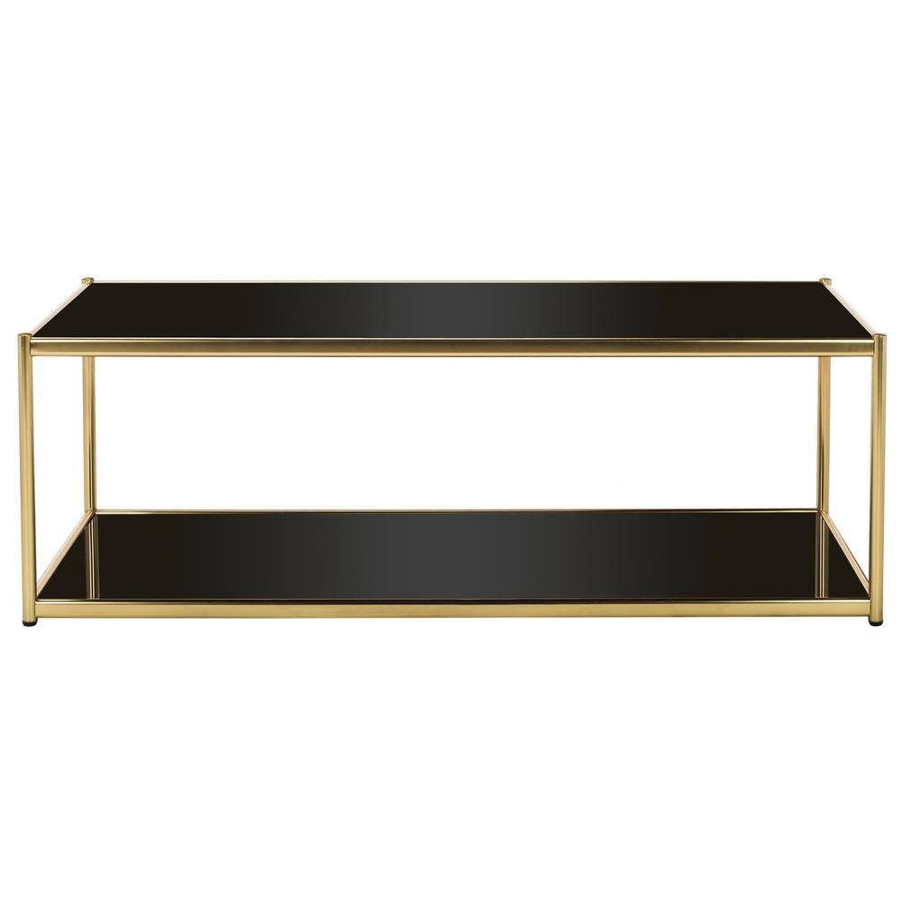 Bauhaus Inspired 51'' Gold and Glass Rectangular Coffee Table