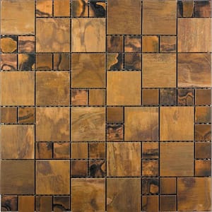 Bronze 11.7 in. x 11.7 in. Honed Square Polished Metal Mosaic Tile (4.75 sq. ft./Case)