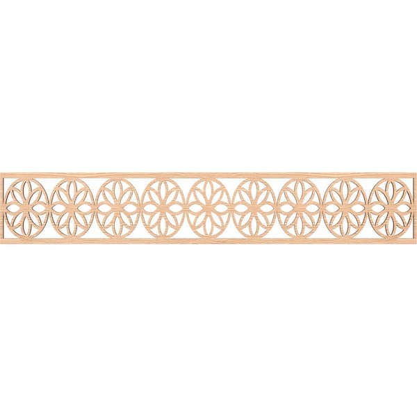 Ekena Millwork Blume Fretwork 0.25 in. D x 46.625 in. W x 8 in. L Red Oak Wood Panel Moulding
