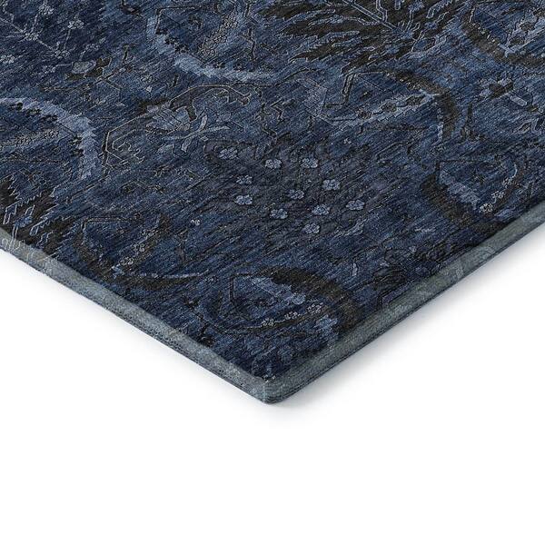Mayfield Premium Machine Washable Abstract AMF1082 Navy 2 ft. 3 in. x 7 ft. 6 in. Runner Rug