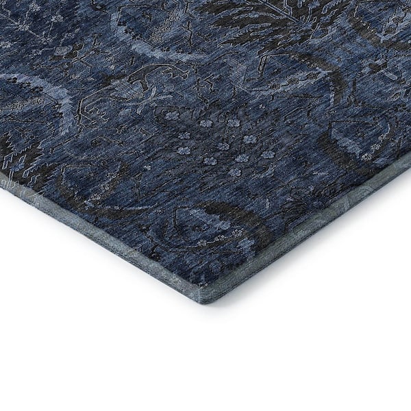 Mayfield Premium Machine Washable Abstract AMF1082 Navy 3 ft. x 5 ft. Area Rug