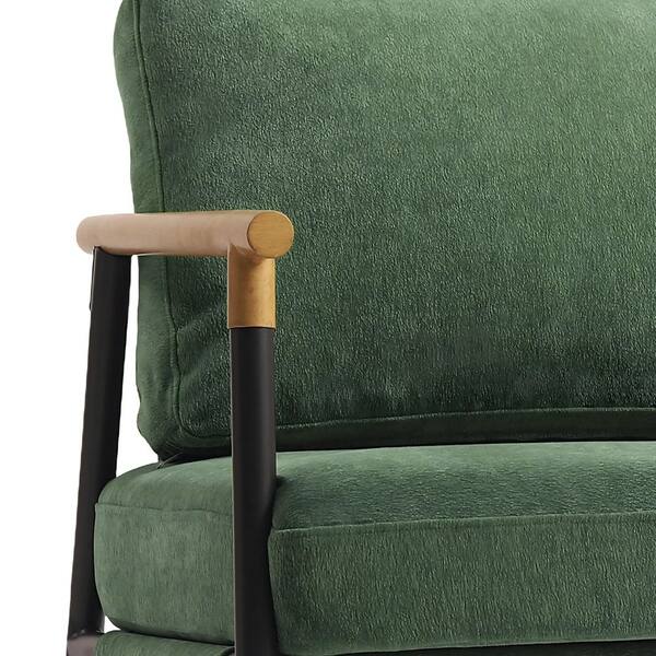 Uixe Mid-Century Modern Green Cotton Fabric Upholstery Arm Chair