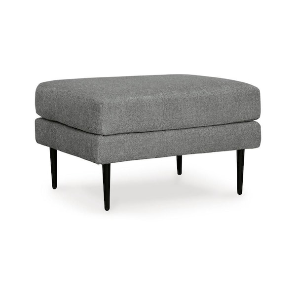 Benjara Haez Charcoal Gray and Black Polyester Rectangle Accent Ottoman