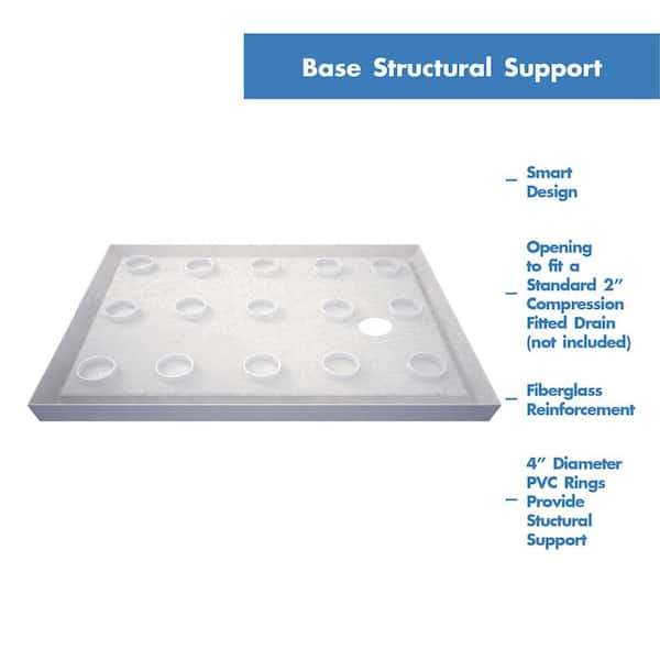SlimLine 60 in. x 30 in. Single Threshold Shower Pan Base in White with Right Hand Drain