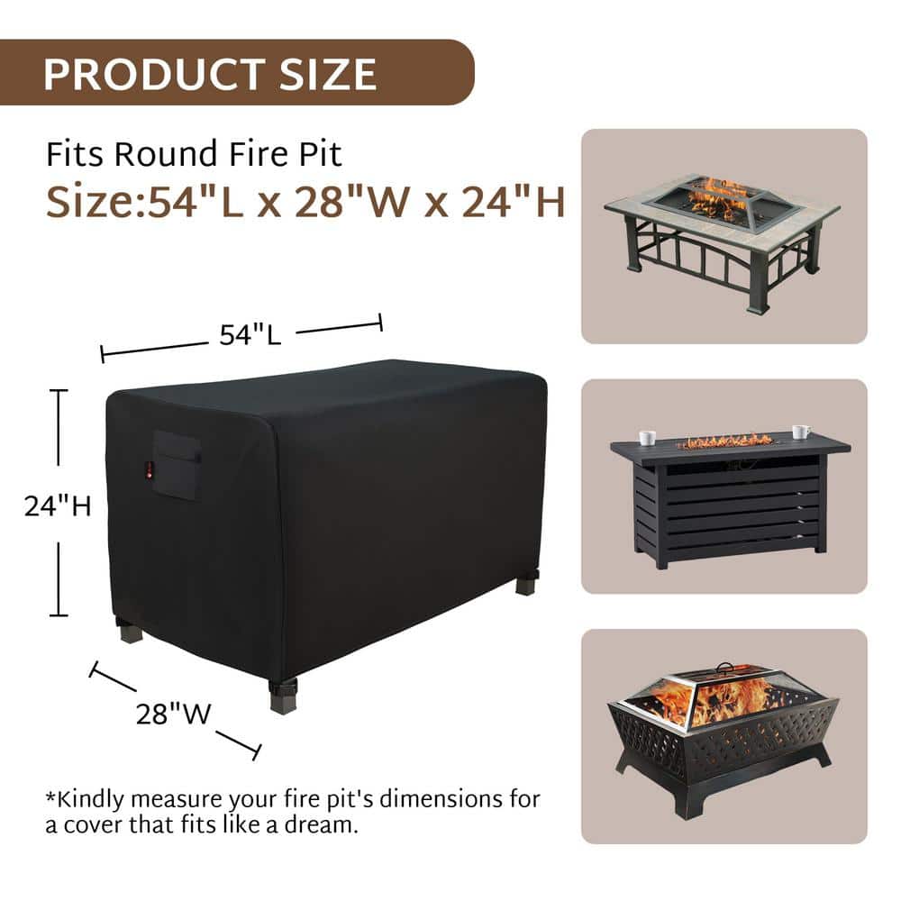 Black Rectangular Waterproof Oxford Canvas Fire Pit Cover