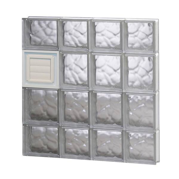 Clearly Secure 25 in. x 27 in. x 3.125 in. Frameless Wave Pattern Glass Block Window with Dryer Vent