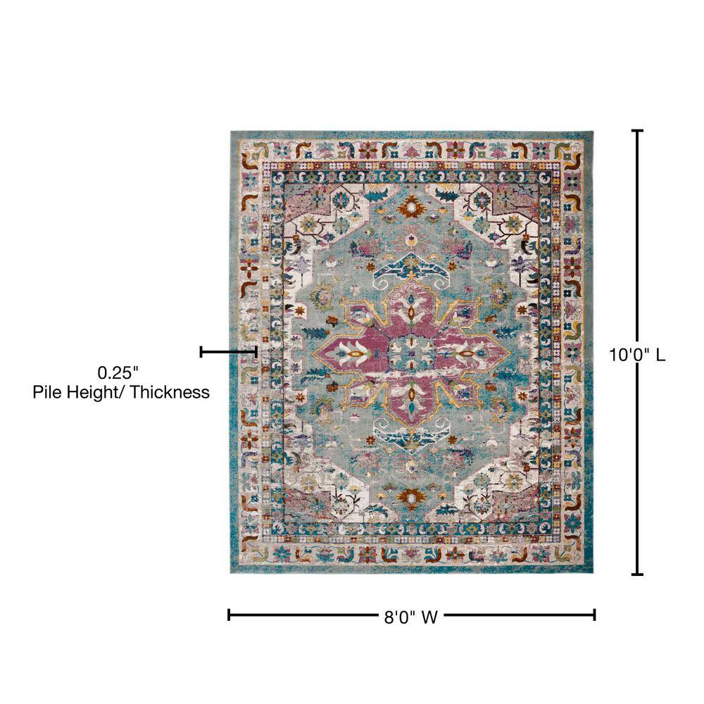Blue Medallion Synthetic 8' x 10' Area Rug
