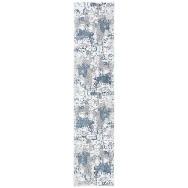 Century 2 ft. x 17 ft. Gray/Blue Watercolor Marle Runner Rug