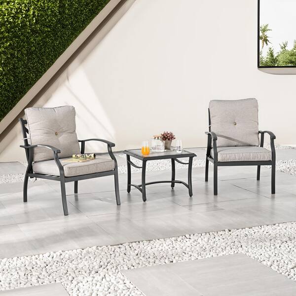 thumbnail image 2 of Emma Outdoor 6 Seater Acacia Wood Sofa Chat Set Gray Finish Dark Gray 2 of 12