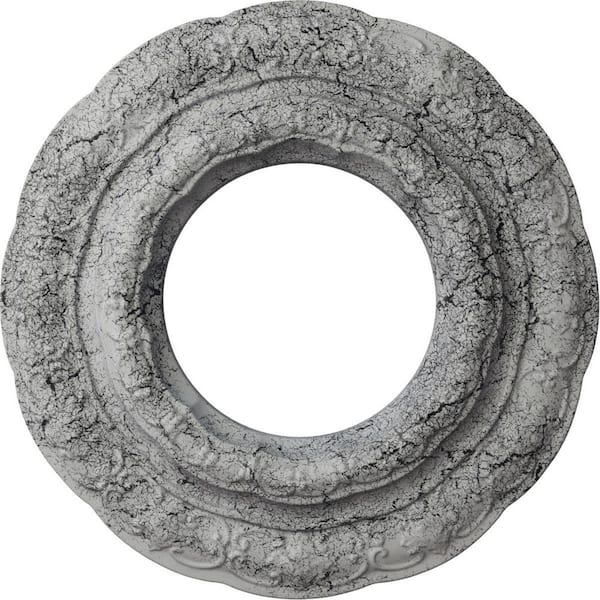 Ekena Millwork 1 in. x 15-3/8 in. x 15-3/8 in. Polyurethane Lisbon Ceiling Medallion, Ultra Pure White Crackle