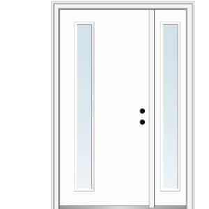 Viola 50 in. x 80 in. Left-Hand Inswing 1-Lite Clear Low-E Primed Fiberglass Prehung Front Door on 4-9/16 in. Frame