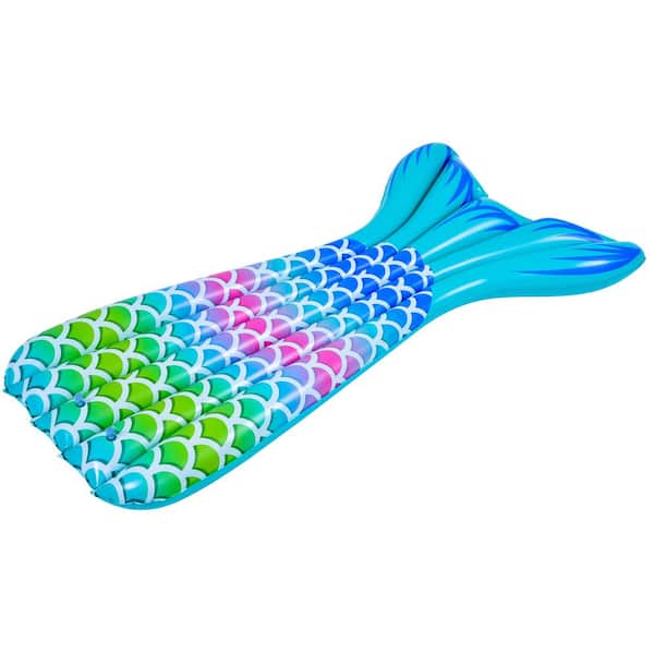 40 in. W Blue and Green Mermaid Tail Swimming Pool Float