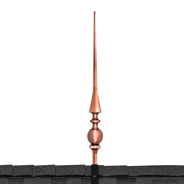 28" Aragon Pure Copper Rooftop Finial with Roof Mount