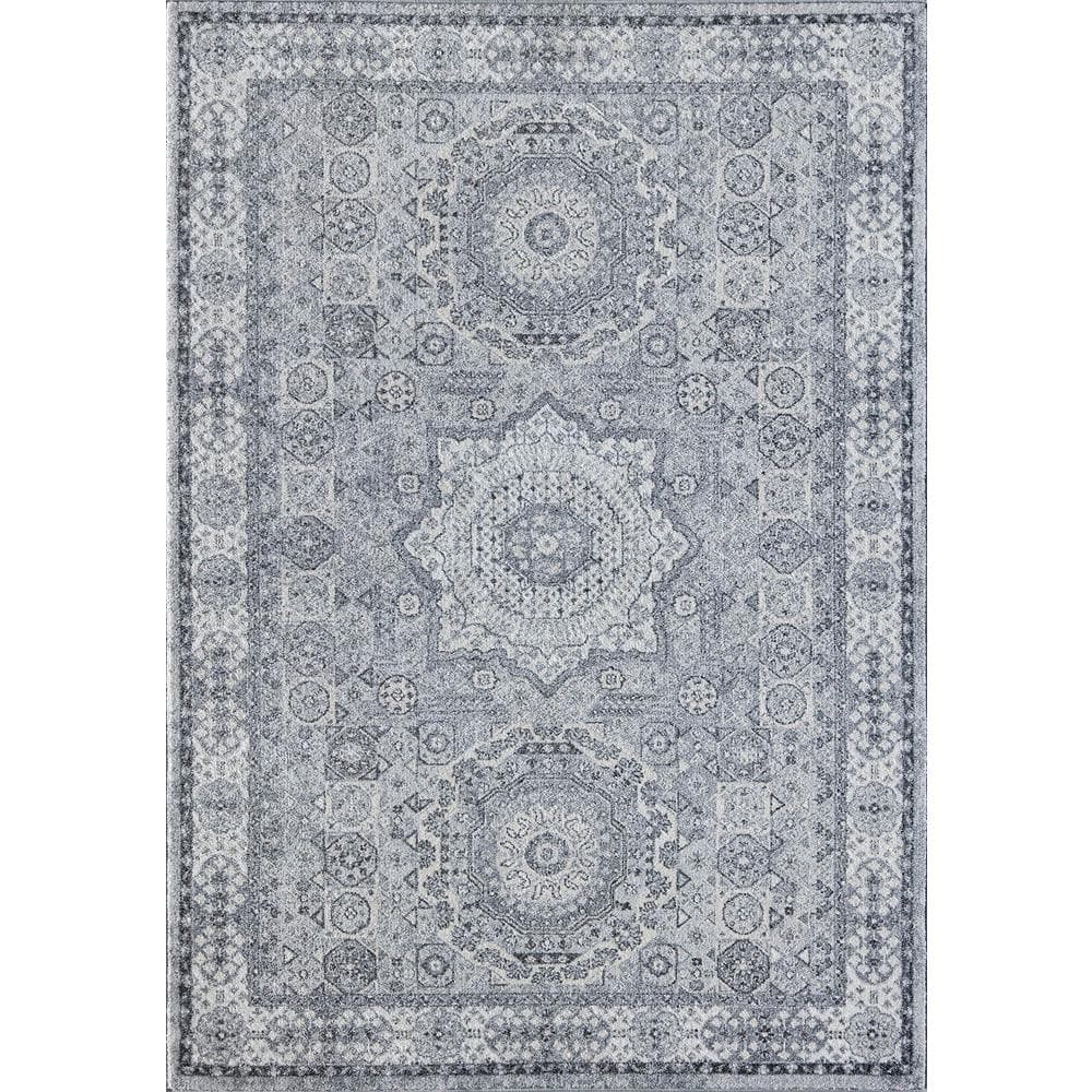 Rugs America Hailey Silvery Moon 2'6"x4' Vintage Gray Area Rug RA30981 The Home Depot