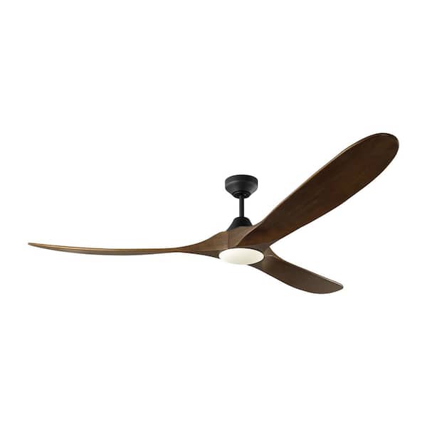 Fan Maverick Smart 70 in. Midnight Black Modern Downrod Mount Standard Ceiling Fan with Light Kit and Remote