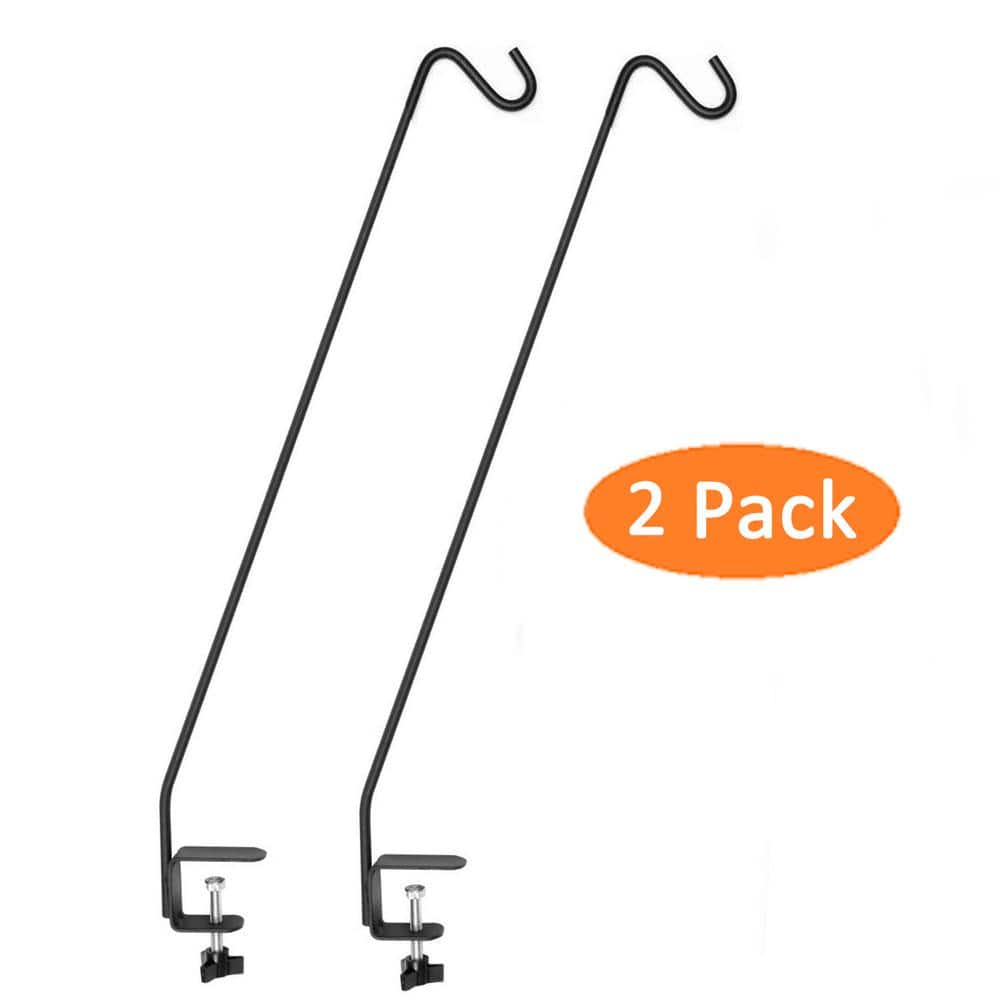 32-Inch Black Metal Outdoor Deck Hook Set with Adjustable Clamp