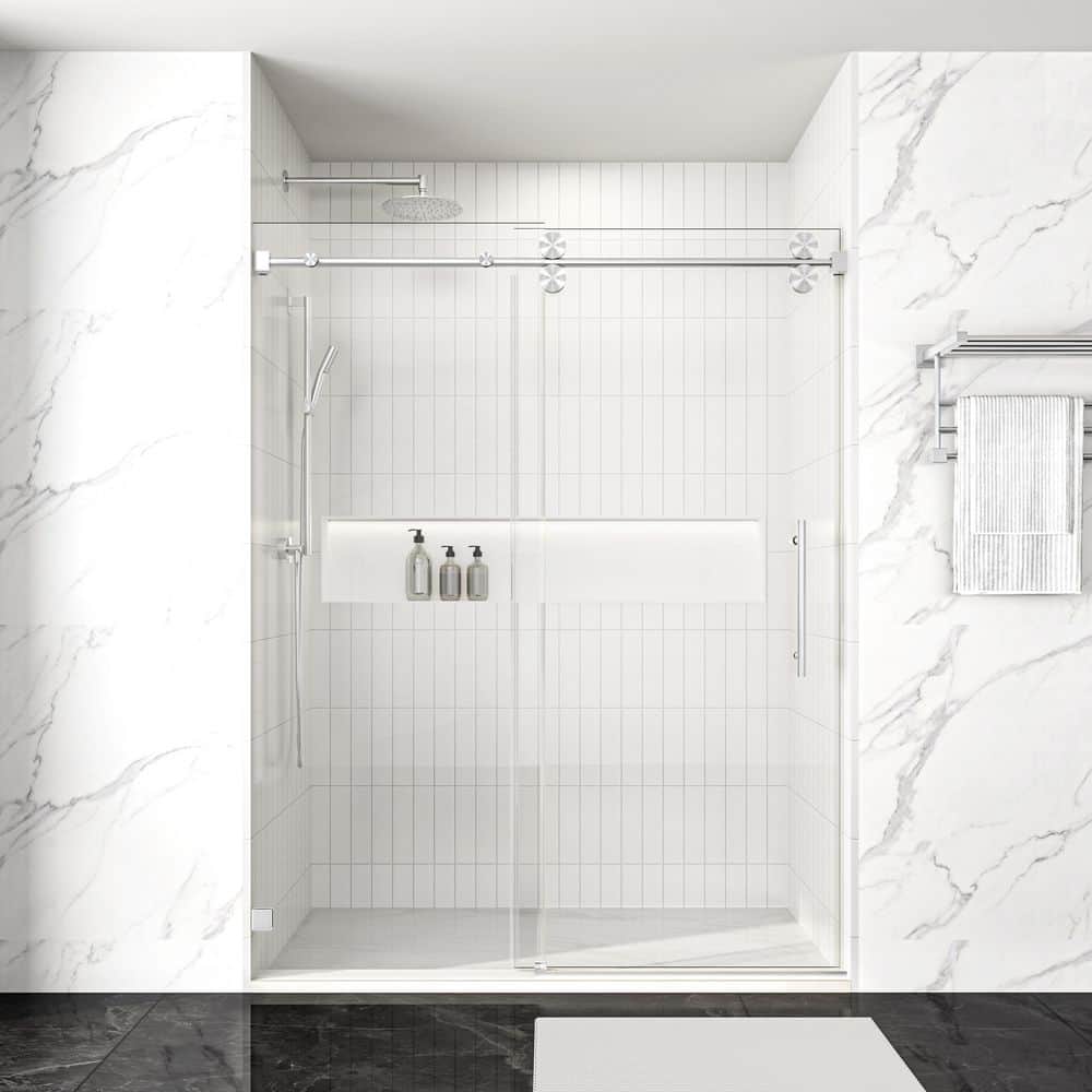 72 in. W x 76 in. H Sliding Frameless Bypass Shower Door in Brushed Nickel with Easy-Clean 3/8 in. Glass price history on PriceWatchPro