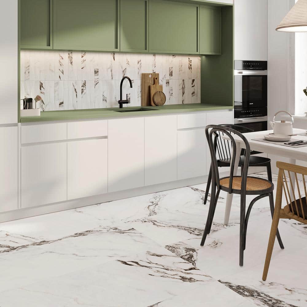 Large Gray and White Porcelain Rectified Tile for Indoor/Outdoor Use