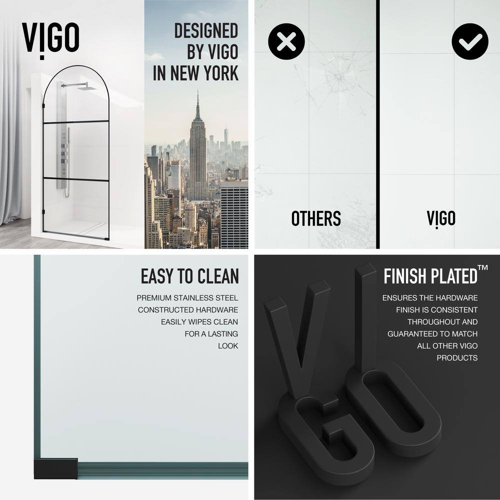 Arden Matte Black 34" x 78" Framed Shower Screen with Clear Glass