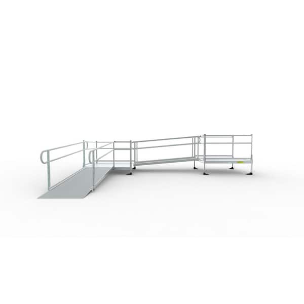 L Shape Home Ramp EZ-ACCESS PATHWAY 10 ft. L-Shaped Aluminum Wheelchair Ramp Kit with ...