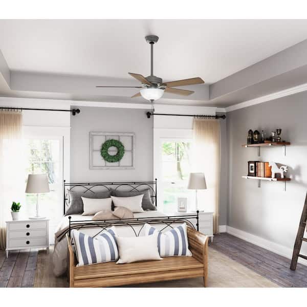Hunter Swanson 52 in. LED Indoor Matte Silver Ceiling Fan with Light
