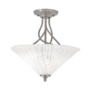 Royale 16 in. Brushed Nickel Semi-Flush with Italian Ice Glass Shade
