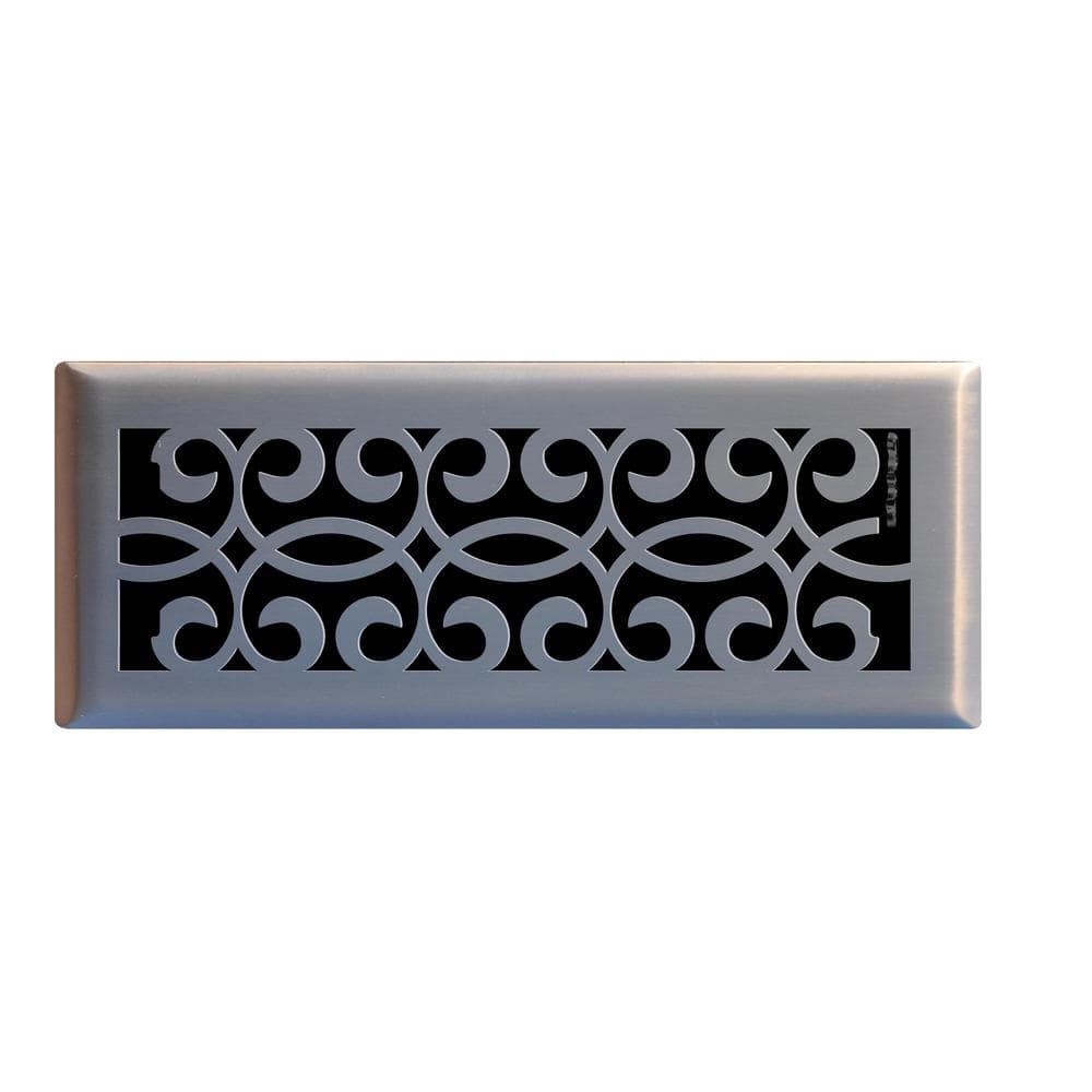 Classic Scroll 4 in. x 12 in. Steel Floor Register in Brushed Nickel price history on PriceWatchPro