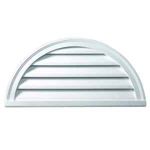 36 in. x 18 in. Functional Half Round White Polyurethane Weather Resistant Gable Louver Vent