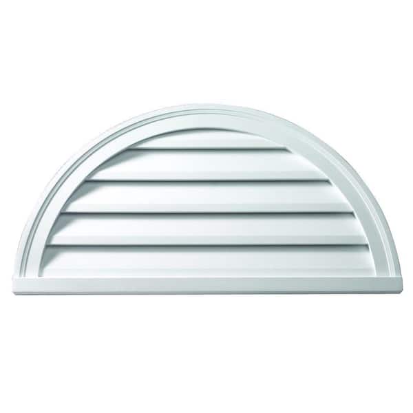 Fypon 60 in. x 30 in. Half Round White Polyurethane Weather Resistant Gable Louver Vent